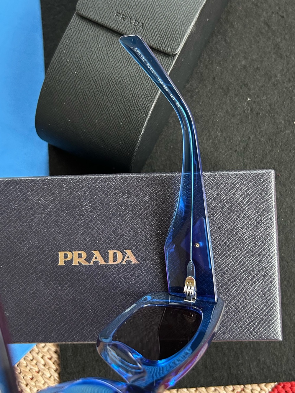 PRADA (NWT) 100% Authentic Crystal Electric Blue Sunglasses. - Unisex - Picture 6 of 8